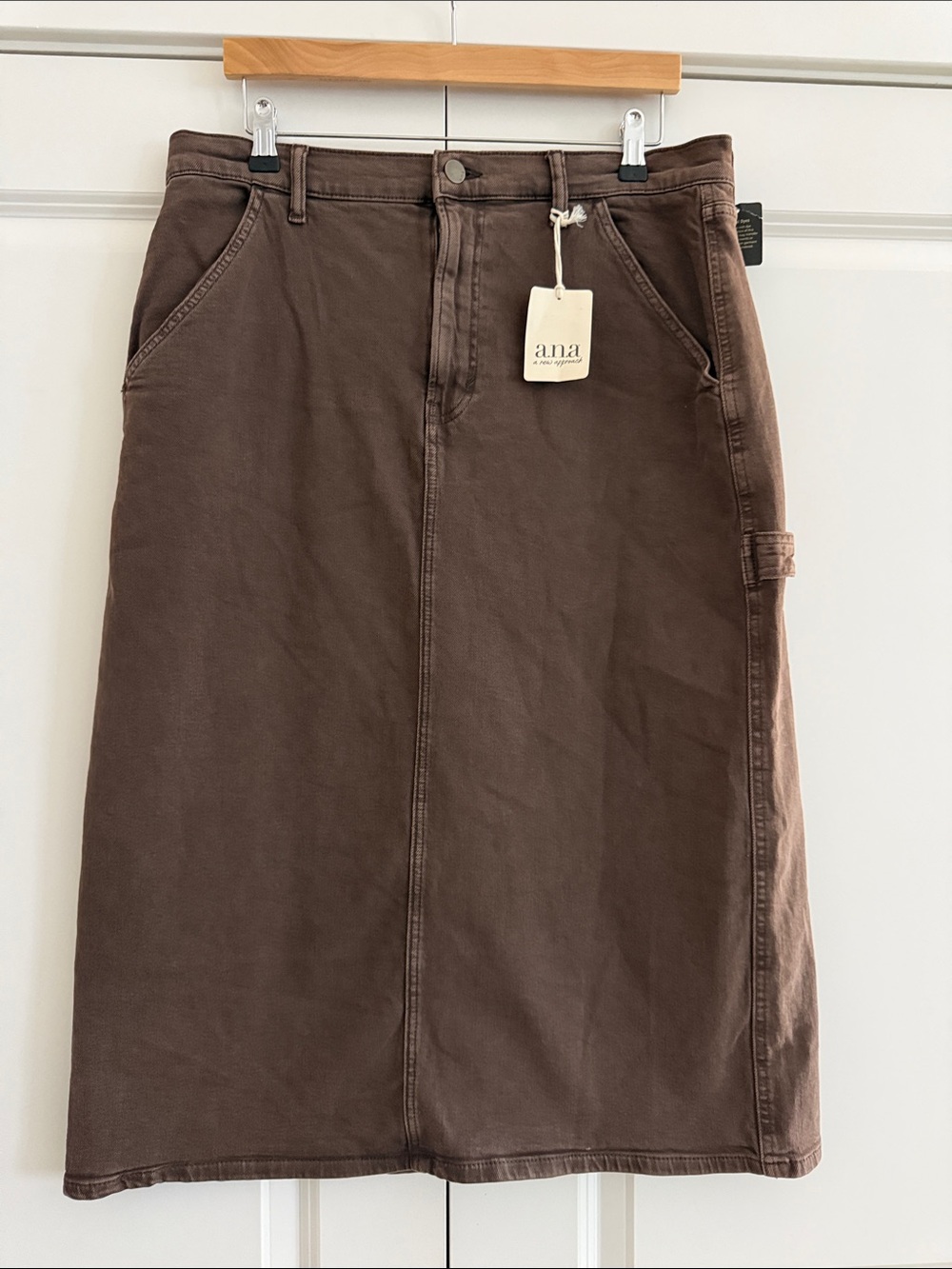 ANA denim midi skirt utility carpenter NWT